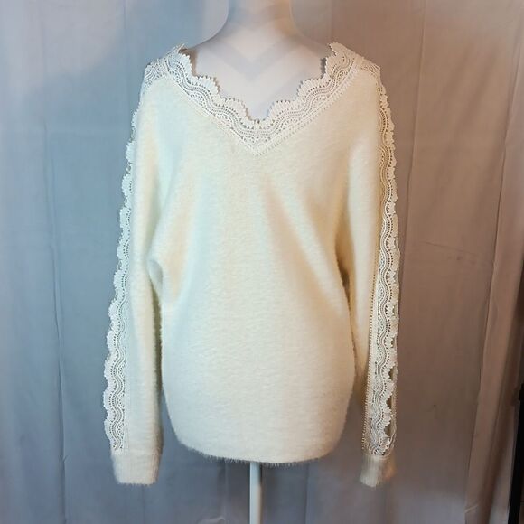 Sweet Lovely by Jen Fuzzy Lace Sweater - Picture 7 of 9